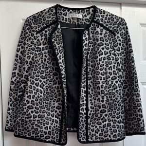 Kasper Black and Gray Leopard Print Blazer